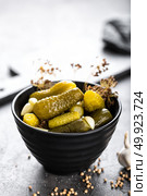 Pickled cucumbers, small marinated pickles, gherkins. Стоковое фото, агентство Ingram Publishing / Фотобанк Лори
