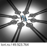 Employee monitoring and workplace surveillance concept as a group of workers being monitored by company executives as shadows in a 3D illustration style. Стоковое фото, агентство Ingram Publishing / Фотобанк Лори