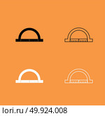 Protractor black and white set icon . Стоковая иллюстрация, агентство Ingram Publishing / Фотобанк Лори