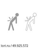 Man a with sick back . Backache icon. Grey set .. Man a with sick back . Backache icon. It is grey set . Стоковая иллюстрация, агентство Ingram Publishing / Фотобанк Лори