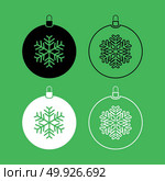 New Year ball toy Christmas ball or Xmas bauble icon. New Year ball toy. Christmas ball or Xmas bauble icon . Black and white color set . Стоковая иллюстрация, агентство Ingram Publishing / Фотобанк Лори