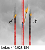 Criminal practices and corporate crime concept as a cruel agressive businessman burning the competition with 3D illustration elements. Стоковое фото, агентство Ingram Publishing / Фотобанк Лори