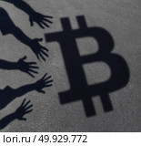 Bitcoin demand virtual banking and cryptocurrency popularity concept with 3D illustration. Стоковое фото, агентство Ingram Publishing / Фотобанк Лори