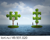 Relationship solution and marriage therapy problem as a disconnected couple finding a way to connect as a sexuality or couple psychology concept with 3D illustration elements. Стоковое фото, агентство Ingram Publishing / Фотобанк Лори