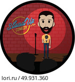 stand up comedy comic guy on stage. stand up comedy comic guy on stage vector art illustration. Стоковая иллюстрация, агентство Ingram Publishing / Фотобанк Лори