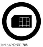 Sim card  icon black color in circle or round vector illustration. Стоковая иллюстрация, агентство Ingram Publishing / Фотобанк Лори