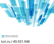 Abstract technology vertical perspective overlapped geometric squares shape blue colour on white background with copy space. Vector graphic illustration. Стоковая иллюстрация, агентство Ingram Publishing / Фотобанк Лори