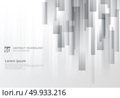 Abstract technology vertical overlap geometric squares shape gray colour on white background with copy space. Vector graphic illustration. Стоковая иллюстрация, агентство Ingram Publishing / Фотобанк Лори