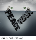 Conflict and diplomacy and diplomatic urgency war or peace concept with 3D illustration elements.. Conflict And Diplomacy. Стоковое фото, агентство Ingram Publishing / Фотобанк Лори