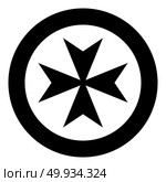 Maltese cross icon black color vector illustration simple image flat style. Стоковая иллюстрация, агентство Ingram Publishing / Фотобанк Лори