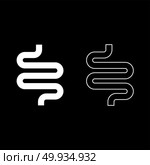 Intestine or bowels icon set white color vector illustration flat style simple image outline. Стоковая иллюстрация, агентство Ingram Publishing / Фотобанк Лори