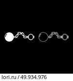 Shackles with ball icon set white color illustration flat style simple image outline. Стоковая иллюстрация, агентство Ingram Publishing / Фотобанк Лори