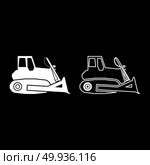 Bulldozer icon set white color vector illustration flat style simple image. Стоковая иллюстрация, агентство Ingram Publishing / Фотобанк Лори