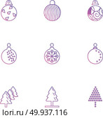 Christmas balls , snowflakes, tress , christmas , snow , winter , merry christmas , 25 dec , balls , decoration , evening , snowfall , icon, vector, design,  flat,  collection, style, creative,  icons. Стоковая иллюстрация, агентство Ingram Publishing / Фотобанк Лори