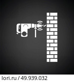 Icon of perforator drilling wall. Black background with white. Vector illustration. Стоковая иллюстрация, агентство Ingram Publishing / Фотобанк Лори