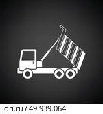 Icon of tipper. Black background with white. Vector illustration. Стоковое фото, агентство Ingram Publishing / Фотобанк Лори