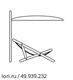 Icon of sea beach recliner with umbrella . Thin line design. Vector illustration. Стоковая иллюстрация, агентство Ingram Publishing / Фотобанк Лори