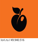 Icon of Plum . Orange background with black. Vector illustration. Стоковая иллюстрация, агентство Ingram Publishing / Фотобанк Лори