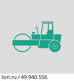 Icon of road roller. Gray background with green. Vector illustration. Стоковое фото, агентство Ingram Publishing / Фотобанк Лори