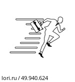 Icon of Accelerating businessman. Thin line design. Vector illustration. Стоковая иллюстрация, агентство Ingram Publishing / Фотобанк Лори