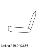 Icon of folding penknife. Thin line design. Vector illustration. Стоковое фото, агентство Ingram Publishing / Фотобанк Лори