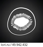 Icon of Kiwi. Black background with white. Vector illustration. Стоковое фото, агентство Ingram Publishing / Фотобанк Лори
