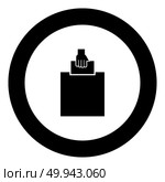 Hand puts a blank in a box for suggestion the voter throws a ticket icon black color in round circle vector illustration. Стоковая иллюстрация, агентство Ingram Publishing / Фотобанк Лори