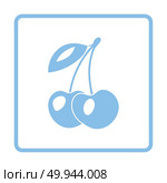 Icon of Cherry. Blue frame design. Vector illustration. Стоковая иллюстрация, агентство Ingram Publishing / Фотобанк Лори