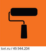 Icon of construction paint brushes. Orange background with black. Vector illustration. Стоковое фото, агентство Ingram Publishing / Фотобанк Лори