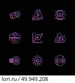 bit coin , crypto currency , money , dollar , share , mobile ,virtual money , ic , 9 eps icons set vector ,icon, vector, design,  flat,  collection, style, creative,  icons. Стоковая иллюстрация, агентство Ingram Publishing / Фотобанк Лори