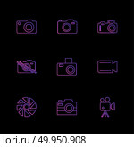 Camera ,  recorder , capture , click , photography , photograph , image , tv , video , microphone , speaker , icon, vector, design,  flat,  collection, style, creative,  icons. Стоковая иллюстрация, агентство Ingram Publishing / Фотобанк Лори