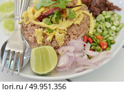 Thai Food Combo Fried Rice With BBQ pork and Salad. Стоковое фото, агентство Ingram Publishing / Фотобанк Лори