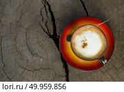 cup of art coffee on the wood background. Стоковое фото, агентство Ingram Publishing / Фотобанк Лори