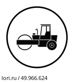 Icon of road roller. Thin circle design. Vector illustration. Стоковое фото, агентство Ingram Publishing / Фотобанк Лори