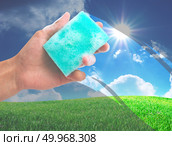 Man cleaning the window. Element of design. Стоковое фото, агентство Ingram Publishing / Фотобанк Лори