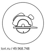 Manual circular saw icon black color in round circle outline vector illustration. Стоковая иллюстрация, агентство Ingram Publishing / Фотобанк Лори