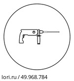 Rotary hammer demolition icon black color in round circle outline vector illustration. Стоковая иллюстрация, агентство Ingram Publishing / Фотобанк Лори