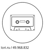 Retro audio cassette icon black color in round circle outline vector illustration. Стоковая иллюстрация, агентство Ingram Publishing / Фотобанк Лори