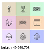 sports , games , atheletes , balls , fitness , football , fifa , russia , cricket , ball , bat , wicket, gym ,  tennis , running, race , hurdles , shoes , flag , icon, vector, design,  flat,  collection, style, creative,  icons. Стоковая иллюстрация, агентство Ingram Publishing / Фотобанк Лори