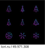 Christmas balls , snowflakes, tress , christmas , snow , winter , merry christmas , 25 dec , balls , decoration , evening , snowfall , icon, vector, design,  flat,  collection, style, creative,  icons. Стоковая иллюстрация, агентство Ingram Publishing / Фотобанк Лори