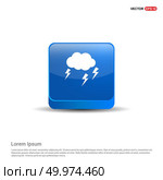 Lightening Cloud Icon - 3d Blue Button. Стоковая иллюстрация, агентство Ingram Publishing / Фотобанк Лори