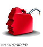 Arsonist and arson symbol as a gasoline or gas cannister shaped as a human head  as a volatile psychology troublemaker characteristic as a 3D render. Стоковое фото, агентство Ingram Publishing / Фотобанк Лори