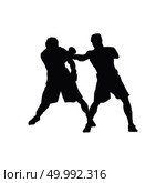 Boxing silhouette. Black on White. Vector illustration. Стоковое фото, агентство Ingram Publishing / Фотобанк Лори