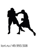 Boxing silhouette. Black on White. Vector illustration. Стоковое фото, агентство Ingram Publishing / Фотобанк Лори