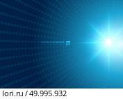 Abstract technology concept with blue neon radial light burst effect blue dots pattern futuristic perspective background. Digital elements circles halftone. Vector illustration. Стоковая иллюстрация, агентство Ingram Publishing / Фотобанк Лори