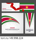 Happy Suriname independence day Banner and Background Set. Стоковая иллюстрация, агентство Ingram Publishing / Фотобанк Лори