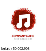 Music note icon - Red WaterColor Circle Splash. Стоковая иллюстрация, агентство Ingram Publishing / Фотобанк Лори