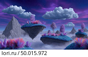 Enchanting floating islands in a dreamlike sky. Стоковое AI-изображение, AI-художник Юрий Поздников / Фотобанк Лори