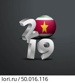 2019 Grey Typography with Suriname Flag. Happy New Year Lettering. Стоковая иллюстрация, агентство Ingram Publishing / Фотобанк Лори