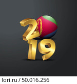 2019 Golden Typography with Eritrea Flag. Happy New Year Lettering. Стоковая иллюстрация, агентство Ingram Publishing / Фотобанк Лори